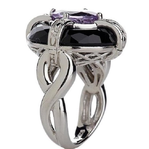 Victoria Wieck Amethyst & Black Onyx Ring - Picture 2 of 4